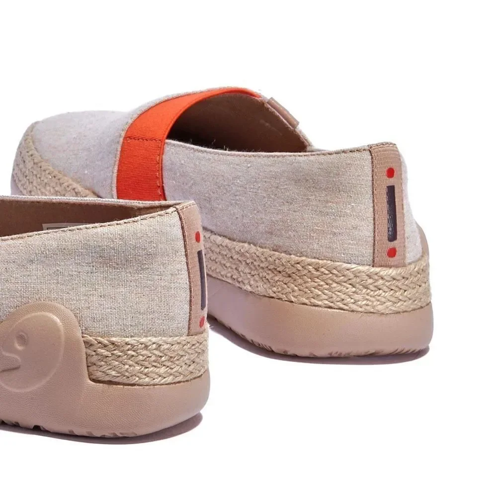 UIN Women's Slip Ons Walking Casual Loafers Shoes (Light Khaki Marbella I)
